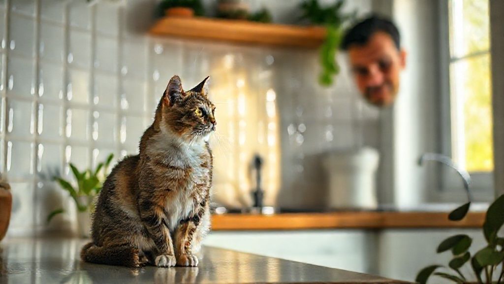 Gato olhando para a comida