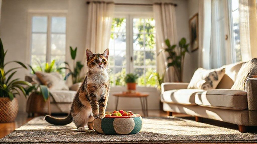 Gato feliz brincando