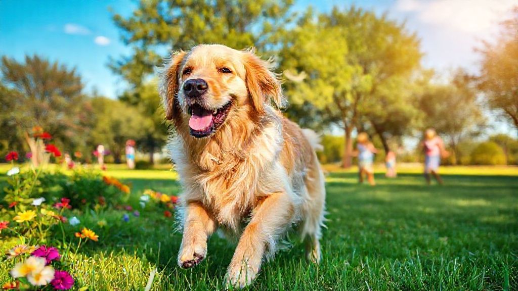 Cachorro feliz brincando no parque