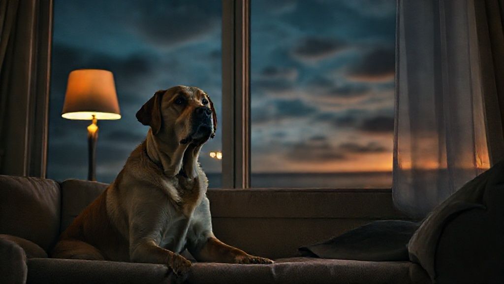 Cão assustado com fogos de artifício