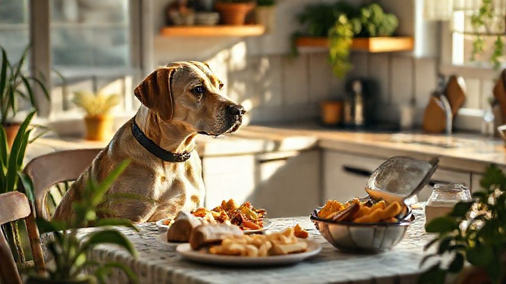 Cachorro feliz comendo ração