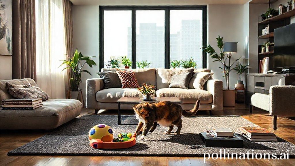 Gato brincando com brinquedos em apartamento