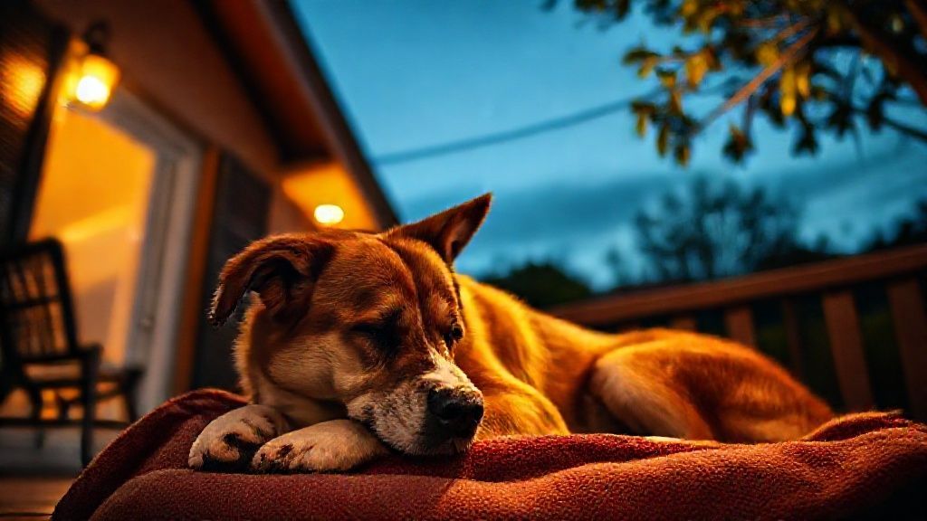 Cachorro latindo à noite
