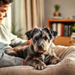 Cachorro idoso descansando em uma cama confortável
