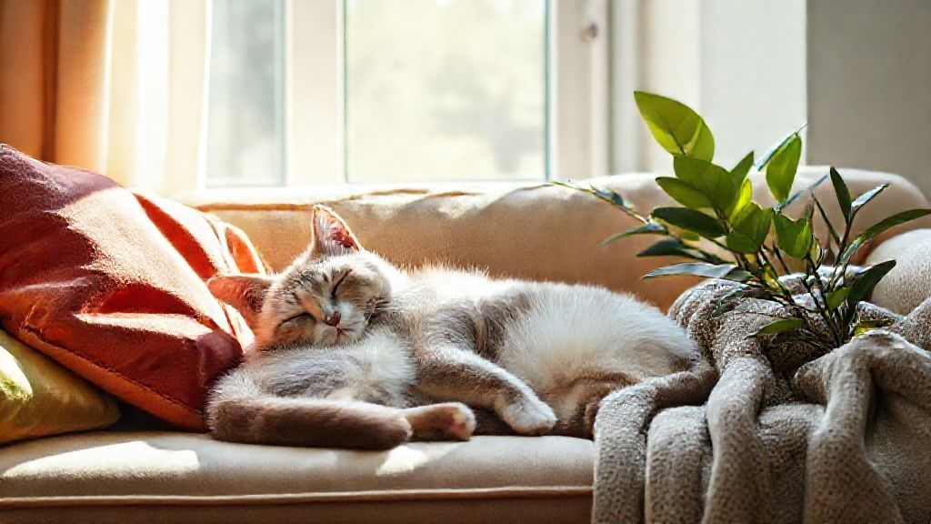 Gato dormindo em um ambiente tranquilo