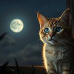 Gato miando à noite